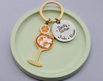 Personalised "Spritz Sisters" Keyring, Orange Cocktail Keychain, Best Friend Gift, Cocktail Dates, Summer