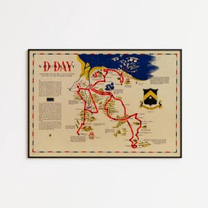 1944 D-Day Normandy Campaign Map: WW2 Military Poster