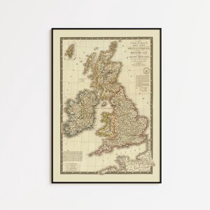 1828 Britain Map Print: Vintage Historical Wall Art