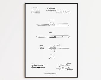 Impressão de patente Lancet: pôster médico vintage, arte emoldurada