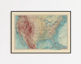 Mapa antiguo de Estados Unidos: Arte mural geográfico