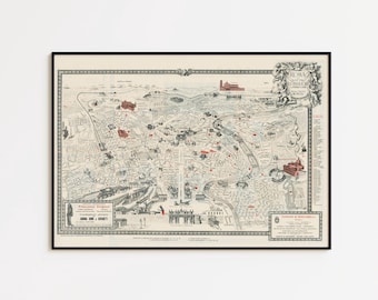 1925 Rome Map Print: Vintage Italian City Wall Art