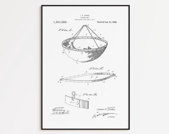 Vintage Fishing Patent Art Print: Framed Canvas Wall Decor