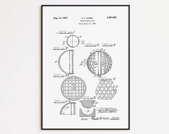 Patentkunstprint tafeltennis: vintage muurdecoratie