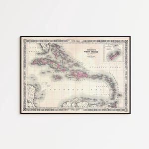 1864 Caribbean Map Print: Vintage West Indies Wall Art