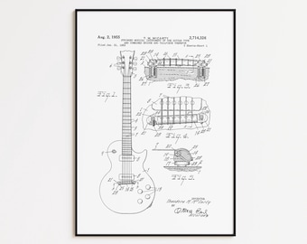 Electric Guitar Patent Art Print: Vintage Wall Decor