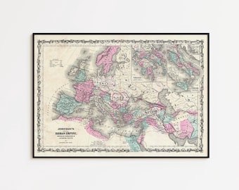 1862 Roman Empire Map Print: Vintage Wall Art Decor