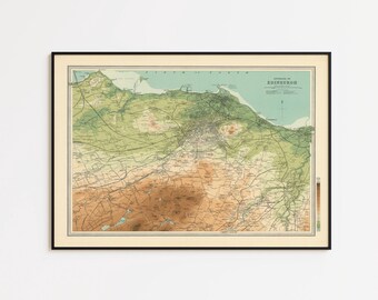 Vintage Edinburgh Scotland Map: Framed Poster, Canvas Art Print