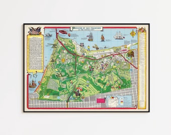 Vintage San Francisco Map Art Print: Presidio & Fort Winfield Scott