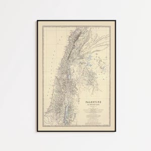 Mapa antiguo de Palestina de 1861: Arte mural con mapas antiguos