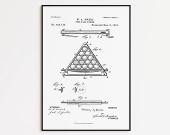 Eight Ball Pool Patent Art Print: Vintage Billiards Decor