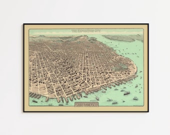 Impresión de mapa vintage de San Francisco: arte callejero detallado de la ciudad