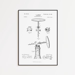 May include: A framed black and white patent print for a J.R. Murphy corkscrew, dated 23 April 1901. The document displays technical line drawings labelled Fig. 1 through Fig. 4, showing the corkscrew mechanism, along with patent text and signatures.