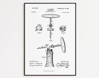 Corkscrew Patent Print: Vintage Wall Art Decor