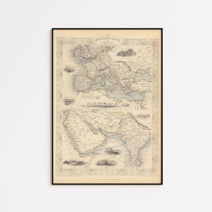 Vintage Indien Map Print: 1851 Overland Trade Route Kunst