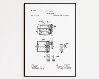Fishing Reel Patent Art Print: Vintage Wall Decor