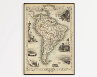 1851 South America Map Print: Vintage Style Wall Art