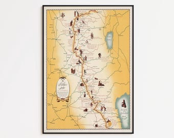impression de carte vintage de Californie : art Mother Lode, toile ou papier