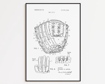 Vintage Baseball Glove Patent Art Print: Sports Fan Decor