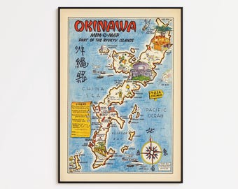 Okinawa Map Print: Vintage Ryukyu Islands Wall Art