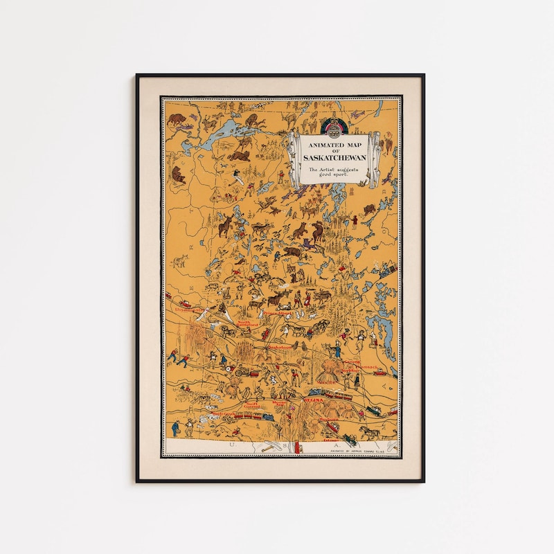 Saskatchewan Map Framed - Etsy