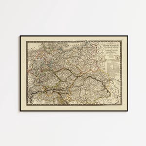 Stampa della mappa storica dell'Impero austriaco: decorazione da parete vintage