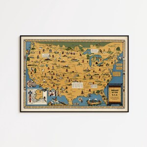 Vintage USA Indians Map Art Print: Native American Wall Decor