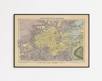 Vintage Edinburgh Map Print: 1883 City Plan Wall Art