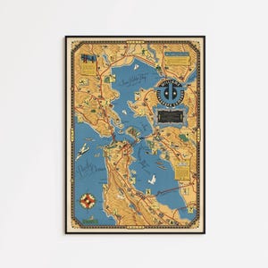 Impressão artística de mapa vintage da área da baía de São Francisco