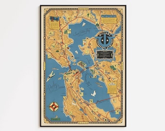 Vintage San Francisco Bay Area Map Art Print
