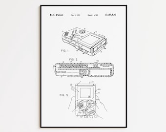 Nintendo Gameboy Patent Art Print: Vintage Gaming Poster