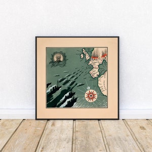 Le General Pershing WW1 Map Poster: Vintage Military Wall Art