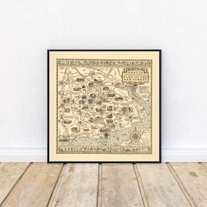 Neue Waldkarte Drucken| Kunstgeschichte| 1930 New Forest Karte Wandkunst| Gerahmte Wandkunst | Leinwand Kunst | Plakatkunst| Druckt Wandkunst | Karte Wandbilder