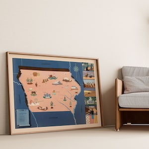 Historische Karte von Iowa| 1938 Iowa Map Wall Print | Leinwandbild | Vintage Poster | Gerahmter Kunstdruck| Posterdruck
