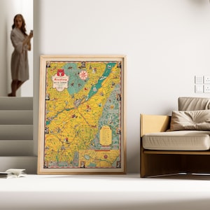 Mapa de Bas Saint Laurent y Saguenay/ Mapa de Quebec/ Impresión de arte de pared de mapa antiguo / Impresión de arte enmarcada / Lienzo de pared de mapa vintage / Impresión de póster