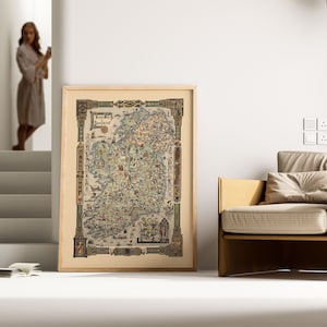 Die Story Map of Irland 1936| Irland alte Karte Wandbild | Poster Wandkunst | Leinwanddruck Wandkunst | Vintage Landkarte Wandposter