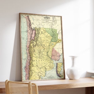 Impresión de pared de mapa de América del Sur/ Mapa de América del Sur de 1897 / Impresión de póster / Arte de pared con impresión de lienzo / Cartel de arte de pared de mapa antiguo / Decoración de pared de mapa enmarcado