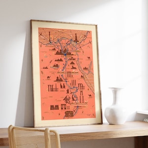 Impresión de mapas de Egipto / Historia del arte / 1937 Egipto Mapa Arte de la pared / Arte de la pared enmarcado / Arte del lienzo / Arte del cartel / Impresiones Arte de la pared / Impresiones de la pared del mapa