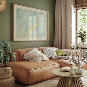 Carte illustrée des Bermudes| Bermudes Carte Wall Art| Décor mural imprimé sur toile| Carte d’impression murale des Bermudes| affiche de carte vintage| Carte déroulante