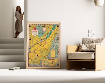 Map of Bas Saint Laurent and Saguenay| Quebec Map| Old Map Wall Art Print| Framed Art Print| Vintage Map Wall Canvas| Poster Print