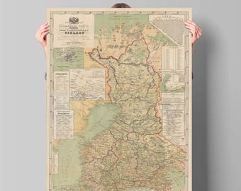 Old Map of Finland| Suomenmaan Kartta| Finland Old Map| Finland Wall Map| Suomi Map| Vintage Map Wall Art| Antique Map| Old Maps Art