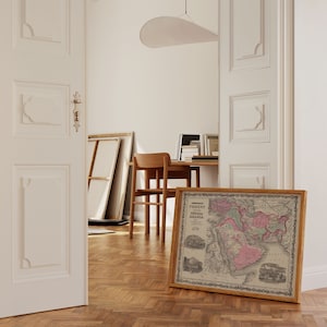 Mittlerer Osten Karte Wand Print | 1862 Naher Osten Karte | Posterdruck | Kunstdruck auf Leinwand | Alte Karte Wand Kunst Poster | Gerahmte Landkarte als Wanddeko