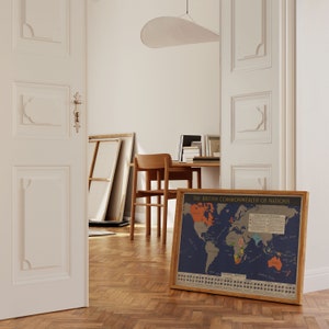 Mapa de la Commonwealth británica de naciones 1942/ Impresión de mapa enmarcado/ Decoración de pared con impresión de lienzo/ Póster de pared con impresión de arte/ Póster de mapa vintage