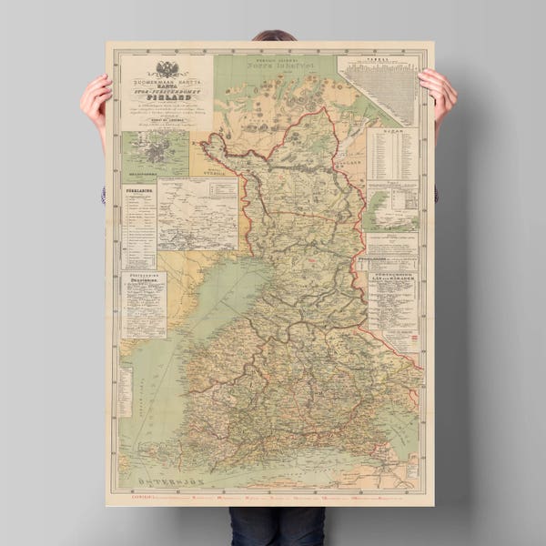 Old Map of Finland| Suomenmaan Kartta| Finland Old Map| Finland Wall Map| Suomi Map| Vintage Map Wall Art| Antique Map| Old Maps Art