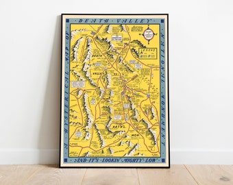 Map of Death Valley National Monument Vintage Map Poster for Wall Decor Vintage Map Wall Art Wall Map Poster Wall Map Print