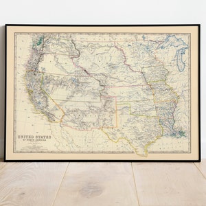 Composite Map of Unites States Western States 1861| Map Wall Decor| Vintage Map Wall Art| Poster Print| Framed Art Print| Canvas Print Map