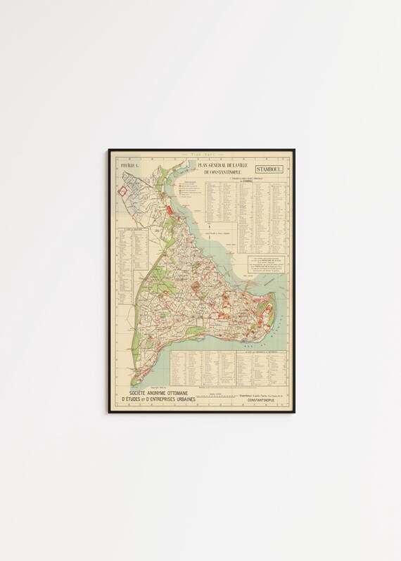 1922 Istanbul City Map Print: Vintage Wall Art Poster