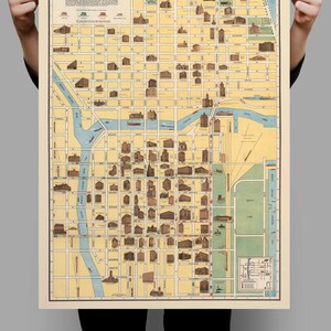 Map of Downtown Chicago| Chicago City Map Wall Print| Chicago Street ...