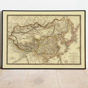 Historische Karte von China und Japan 1821| Alte Karte Wanddeko | Vintage Karte Wandkunst| Posterdruck | Gerahmter Kunstdruck| Leinwanddruck Karte