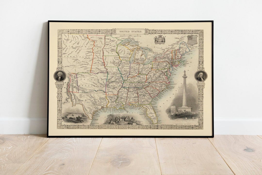 USA Map Print Wall Decor| USA East Coast Wall Art Print| Ready to Hang ...
